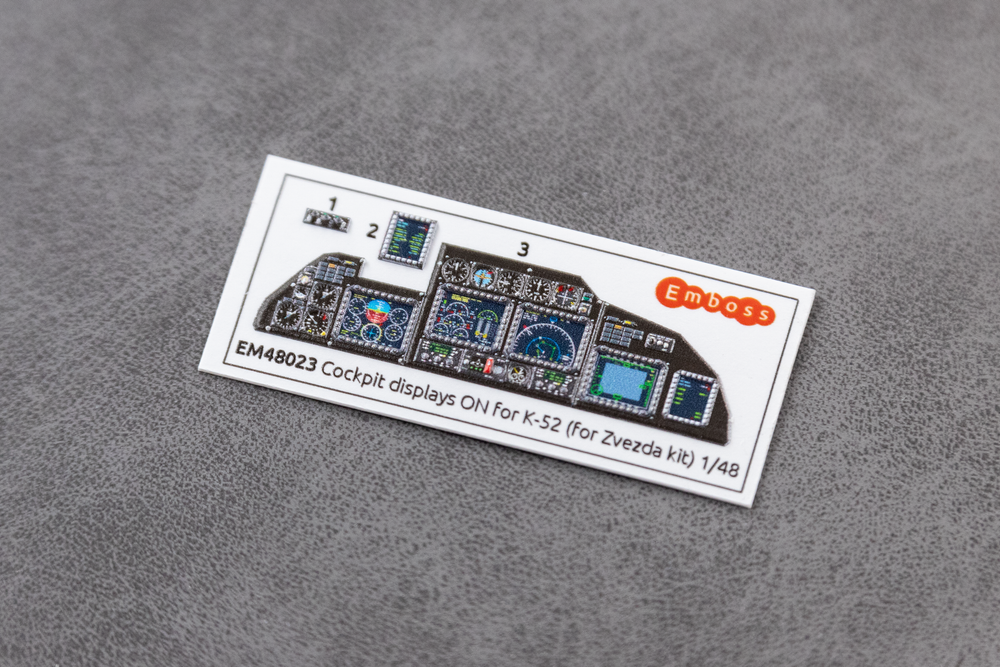 EM48023 Включенные приборные панели для модели Ка-52 Звезда 48030 1:48