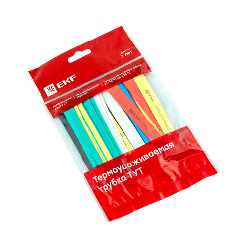 EKF Набор термоусадочная трубка ТУТ 16/8  7 цветов по 3шт. 100мм