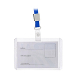 Бейджи пластиковые на шнурке А7, 2 штуки, горизонтальные для пропуска сотрудников, школьников, мероприятия, пропуска, набор бейджей с лентой на шею, 100*68 мм