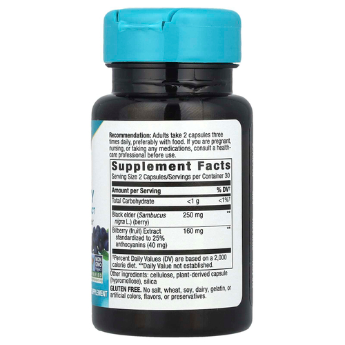 Nature's Way, черника, экстракт премиального качества, 60 веганских капсул