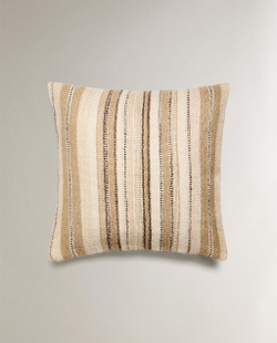 Zara Home наволочка декоративная из вискозы, бежевый, в полоску