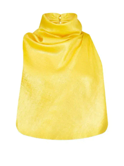 Шелковый топ с драпировкой на одном плече