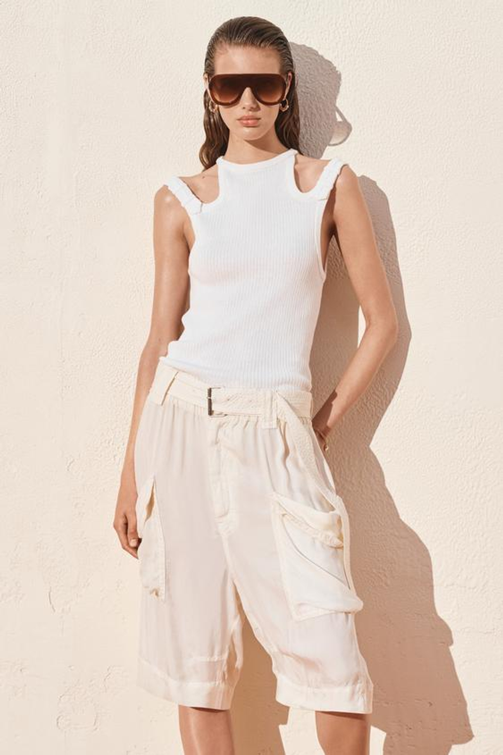 ZARA ТОП БЕЗ РУКАВОВ, БЕЛЫЙ