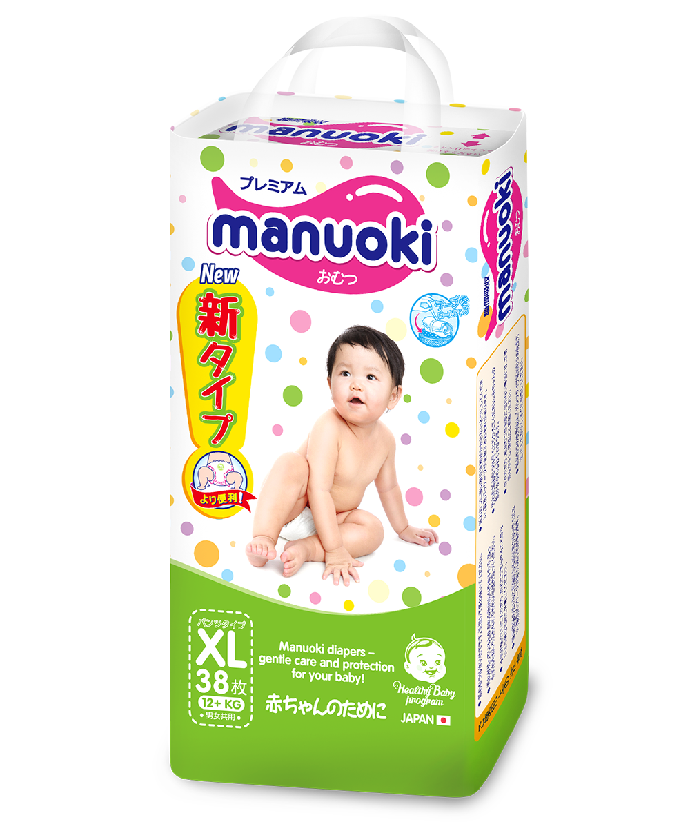 Подгузники-трусики Manuoki XL 12+кг 38 шт