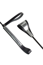 Чёрно-серебристый стек с хлопушкой из кожи - 62 см. (Цвет: черный с серебристым)