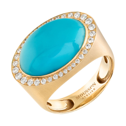 Кольцо с Бирюзой и Бриллиантами, R0077-4/1