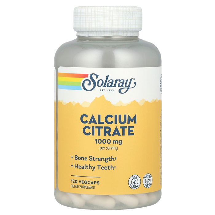 Цитрат кальция 1000 мг, Calcium Citrate 1000 mg, Solaray, 120 растительных капсул