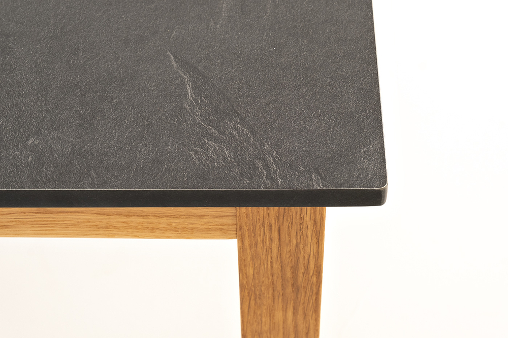 "Канны" журнальный столик из HPL 90х60, H40, основание дуб, цвет столешницы "серый гранит"