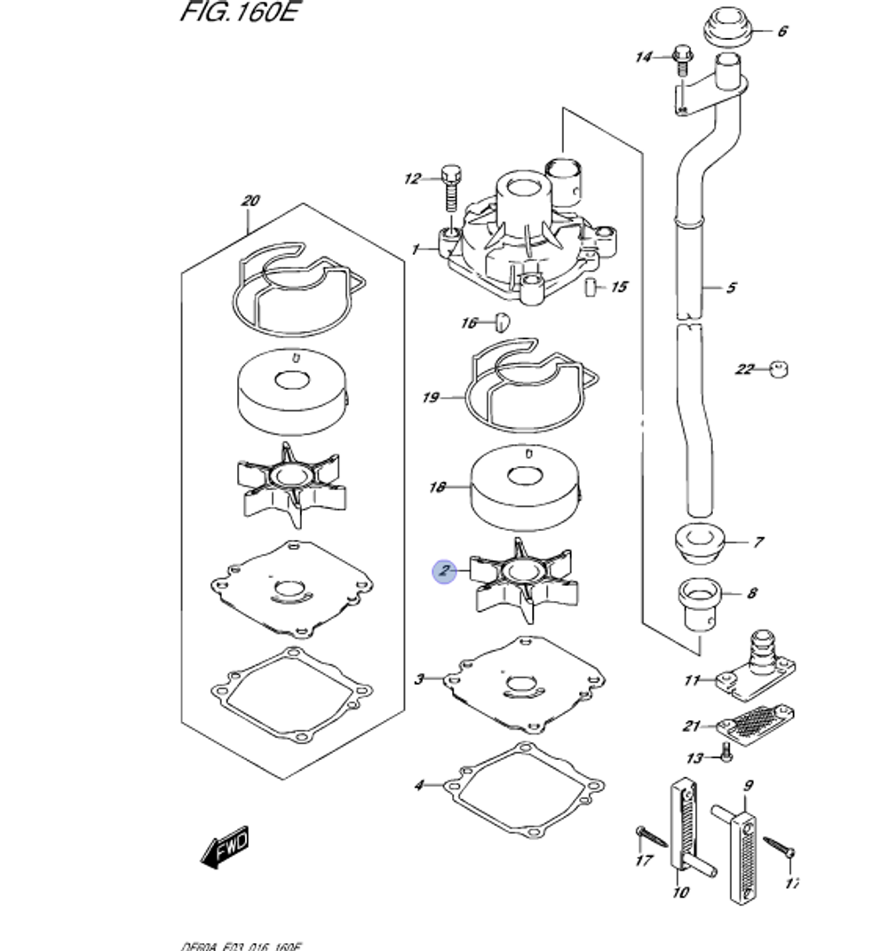 Крыльчатка помпы Suzuki DF40-DF90 (17461-87E12-000)