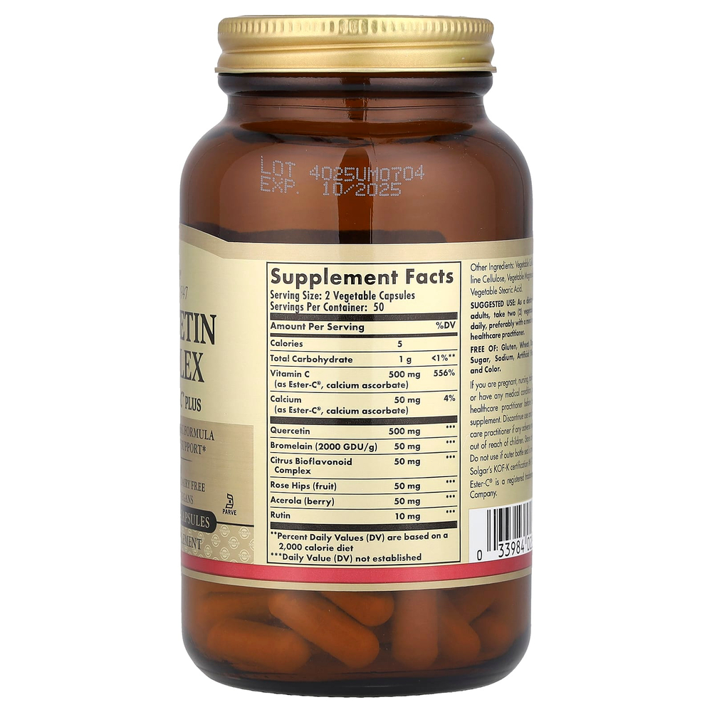 Solgar, комплекс с кверцетином и Ester-C® Plus, 100 растительных капсул