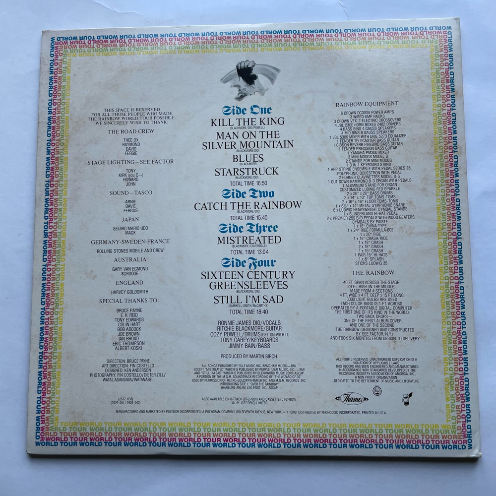 Винтажная виниловая пластинка LP Rainbow On Stage (США 1977)