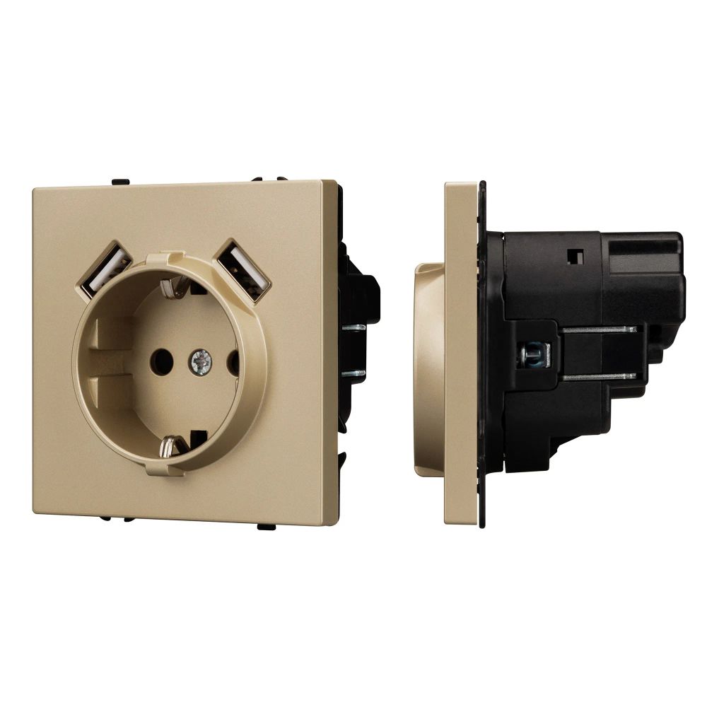 Механизм розетки с USB зарядкой SCT-NOBE-MUAA-SFPL-GD (230V, 16A) (Arlight, Золотой песок) 054290