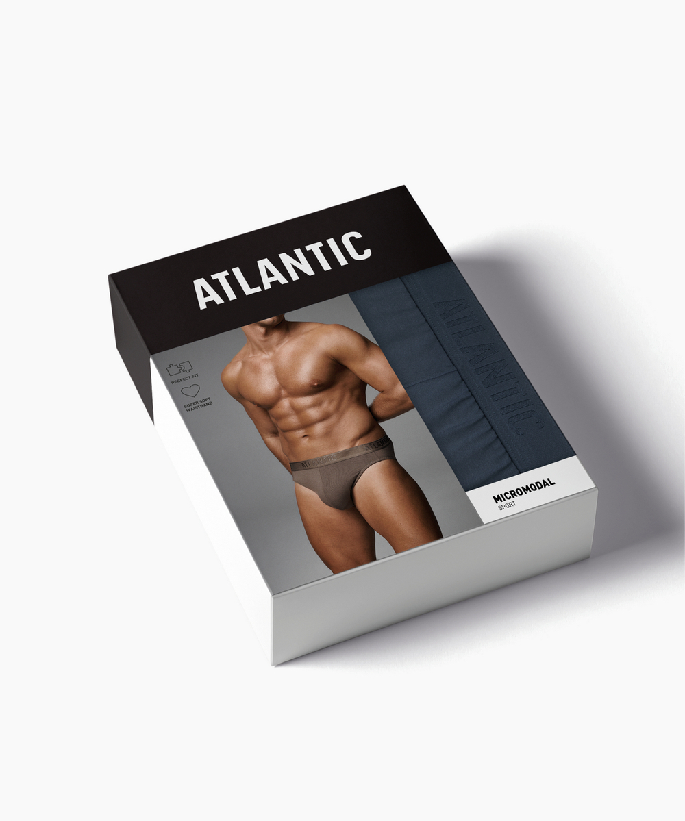 Мужские трусы слипы спорт Atlantic, 1 шт. в уп., микромодал, сине-зеленые, MP-1590