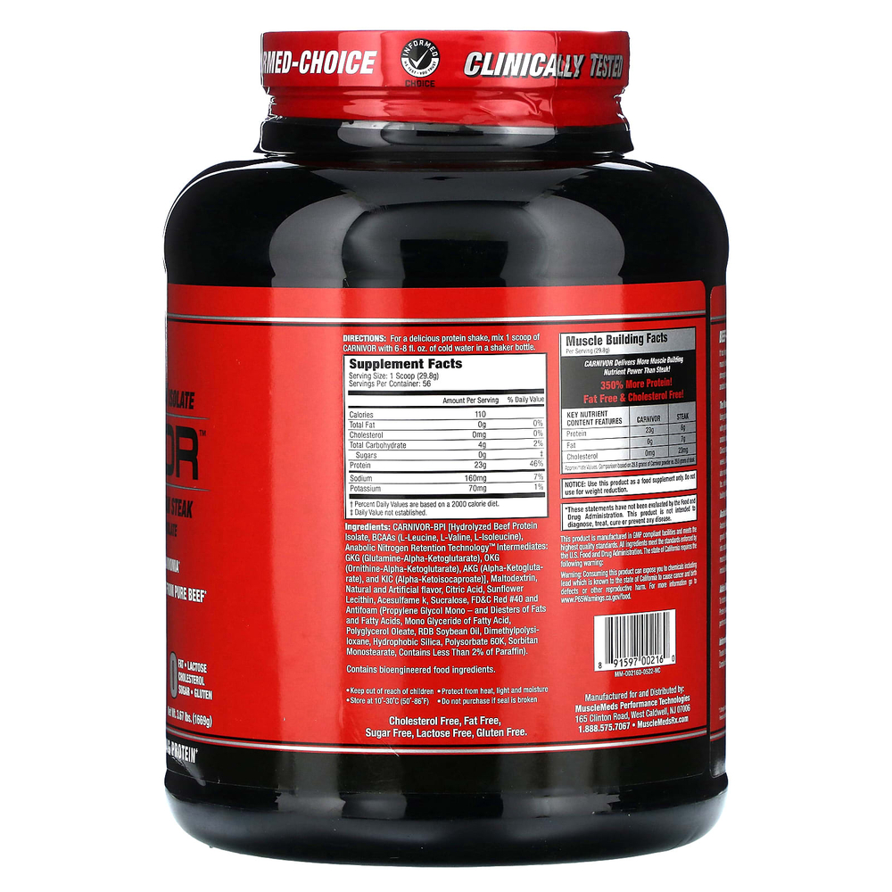 MuscleMeds, Carnivor, изолят говяжьего белка, созданный путем биоинженерии, со вкусом фруктового пунша, 1669 г (3,67 фунта)