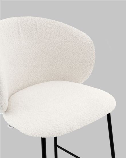 Стул полубарный Snow букле белый