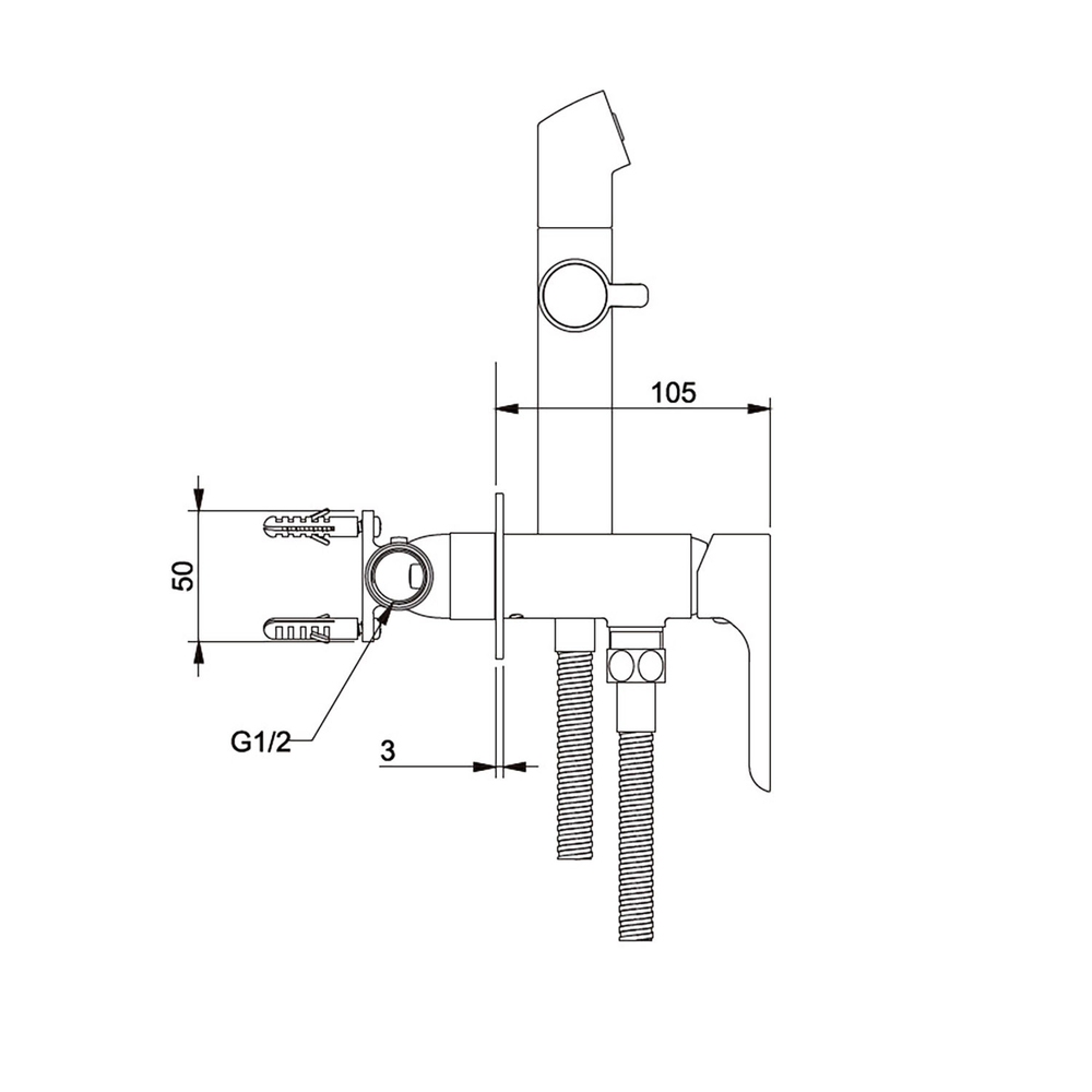 Смеситель с гигиенической лейкой 35к G7248-1 GAPPO встраиваемый, ХРОМ