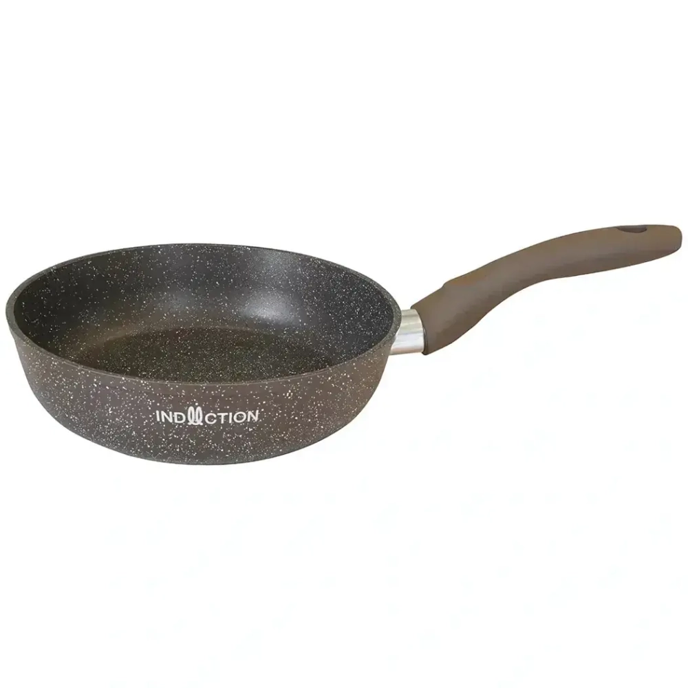 Сковорода 220мм с ручкой, ап (кофейный мрамор) линия «Marble Induction»