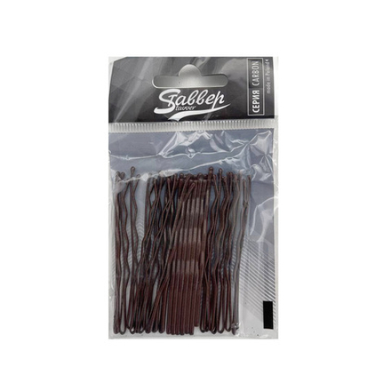 Невидимки Ставвер Карбон коричнев волнистые 60мм 24шт/уп