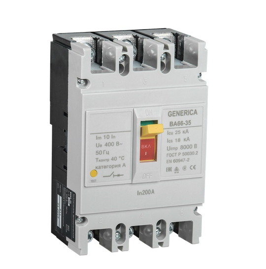 Выключатель автоматический силовой ВА66-35 3Р 200А 25кА GENERICA