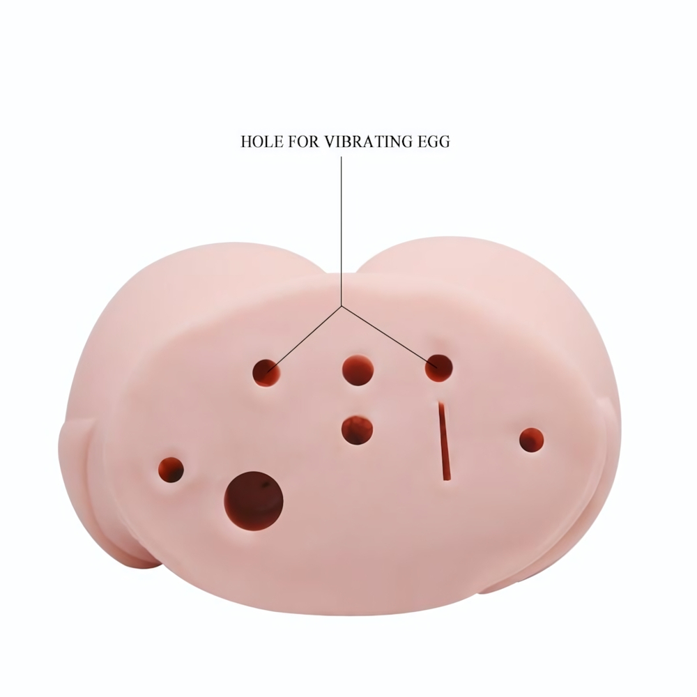 Телесный мастурбатор с двумя любовными тоннелями и вибрацией (Цвет: телесный)