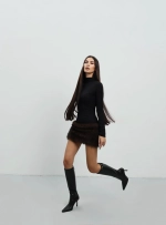 Платье с мехом, Коричневое