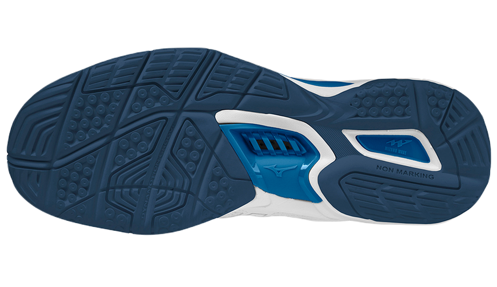 Мужские кроссовки для бадминтона/сквоша Mizuno Wave Phantom 3 - белый/темный деним/голубая яшма