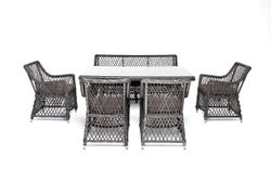 "Катания" обеденная группа плетеная на 6 персон, цвет графит