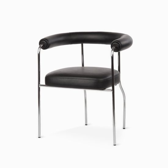 Обеденный стул Lara Arm с подлокотниками, черная экокожа, металлический каркас