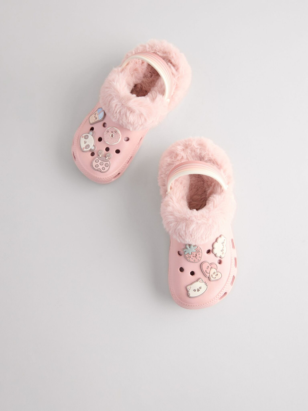 Сабо с искусственным мехом для девочки Next AB8-925, Розовый