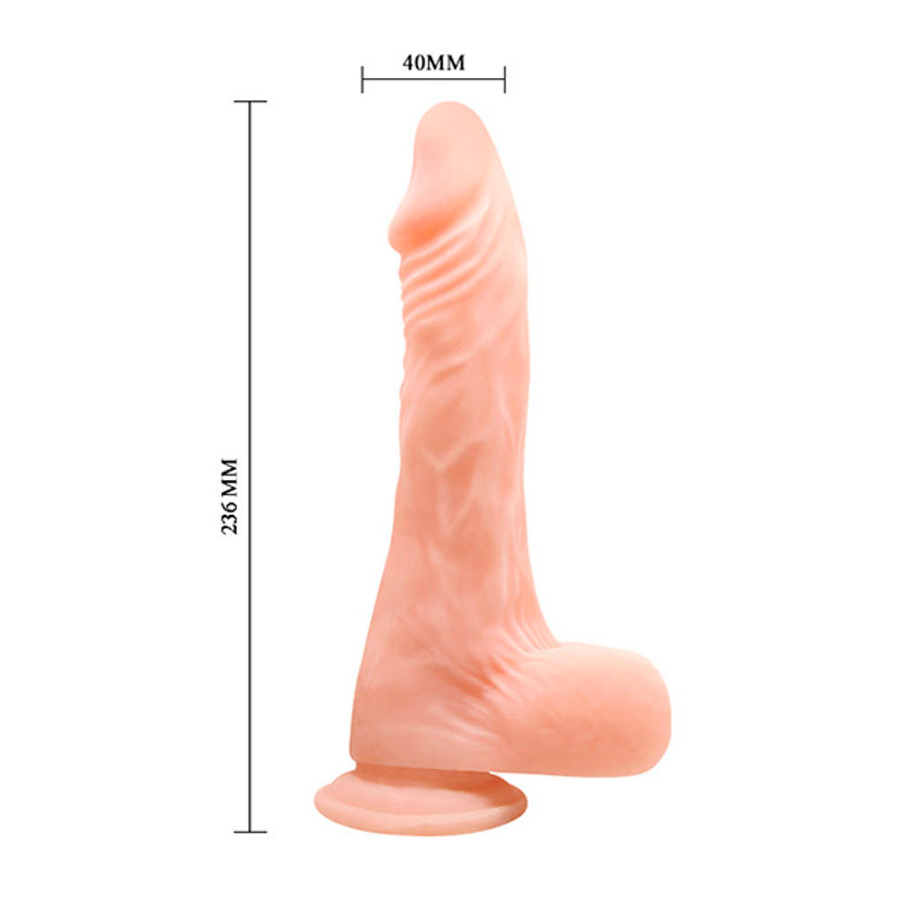 Телесный фаллоимитатор 23,6см с мошонкой на присоске Baile New Look BW-008070NG