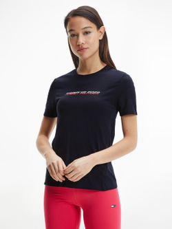 Женская теннисная футболка Tommy Hilfiger Regular Graphic C-NK Tee SS - desert sky