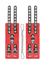 Красно-черные мягкие наручники с двумя ремешками с люверсами (Цвет: красный)