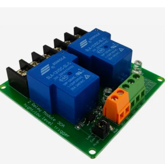 Релейный модуль 2-канала 5В 30А с опторазвязкой
