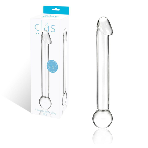 Стеклянный дилдо Glas GLAS-137 с реалистичной головкой, 17,8 см