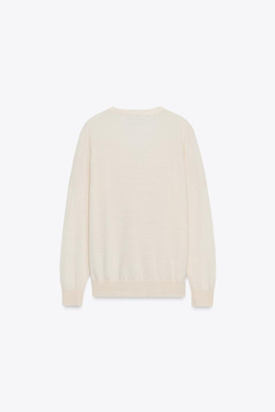 ZARA КАРДИГАН ИЗ 100% ШЕРСТИ С V-ОБРАЗНЫМ ВЫРЕЗОМ, ЭКРЮ