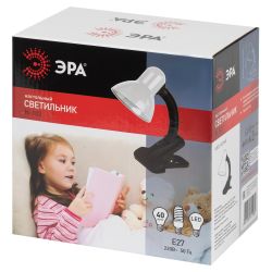 Настольный светильник ЭРА N-102-E27-40W-W на прищепке белый