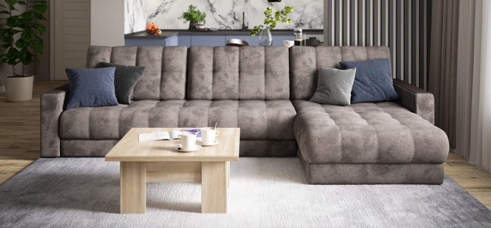 Угловой диван Босс Макс Велюр Алькантара серый