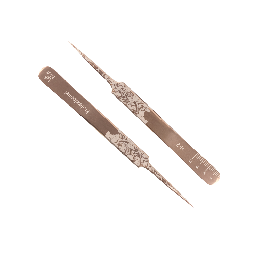 Пинцет профессиональный Le Maitre "Professionnel" Laser "Rose Gold Folk" H-2