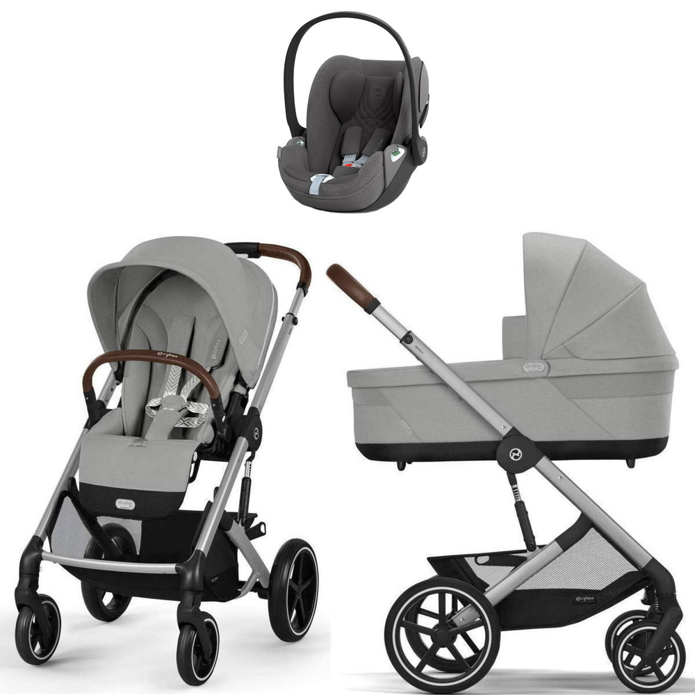 Коляска Cybex Balios S Lux SLV complete Cloud T Mirage Grey Plus 3 в 1 Stone Grey с дождевиками