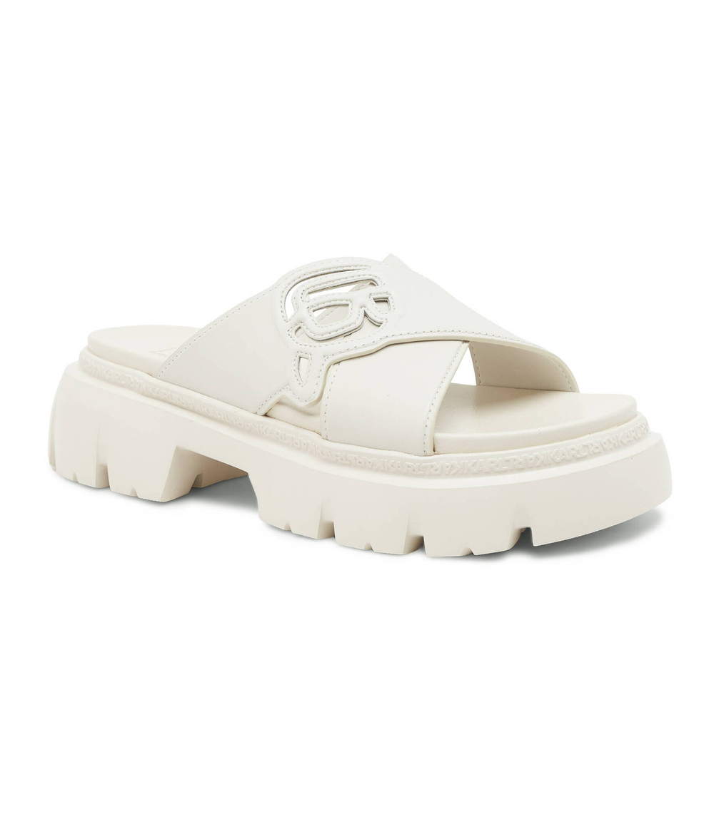 Кожаные шлепанцы Karl Lagerfeld - бежевый(KL83504)