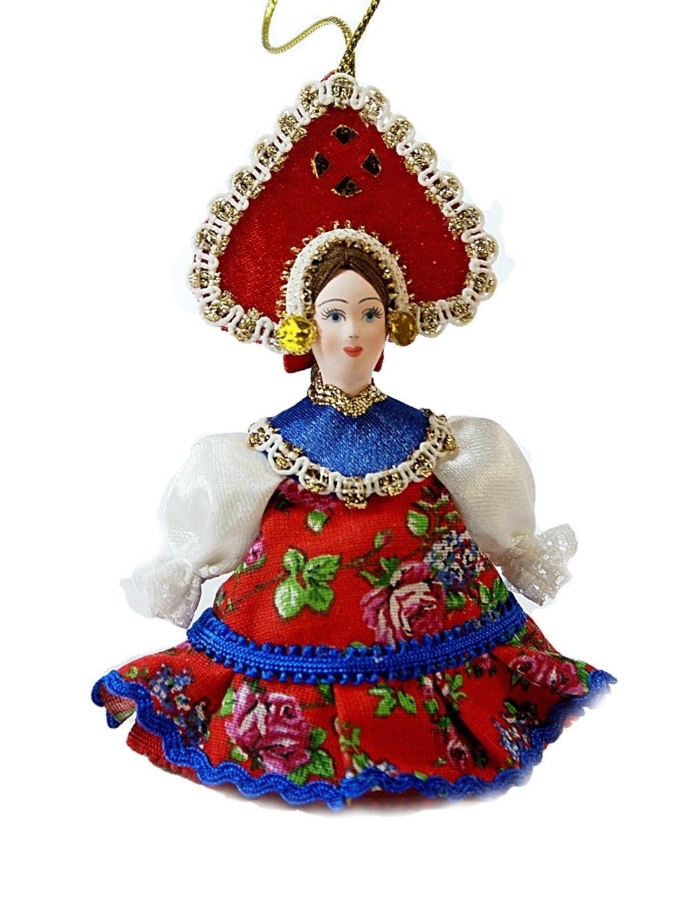 Кукла-подвеска в сарафане с воланами