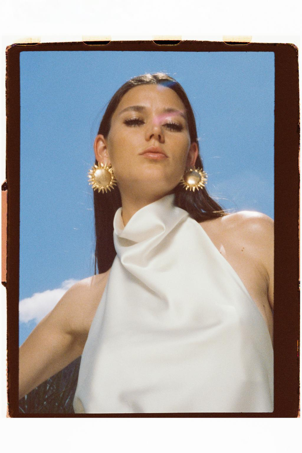 ZARA АТЛАСНЫЙ ТОП С ГОРЛОВИНОЙ ХАЛТЕР, ЭКРЮ