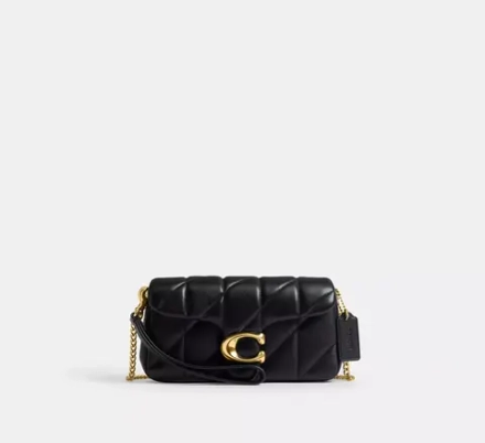 COACH СУМКА ЧЕРЕЗ ПЛЕЧО TABBY 19 С ЦЕПОЧКОЙ И СТЕЖКОЙ, ЧЕРНЫЙ