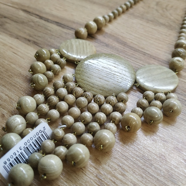 Колье Рафаэлло с подвесами, дерево, цвет бежевый, 47 см