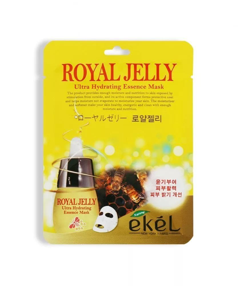 Тканевая маска с пчелиным маточным молочком EKEL Royal Jelly Ultra Hydrating Essence Mask