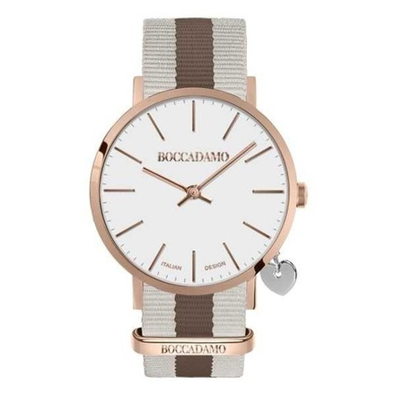 Часы Boccadamo Mya Rosegold White MY010 BW с ремешком из нейлона, минеральным стеклом