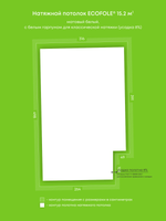 Натяжные потолки 8.4 м2, 15.2 м2, 5.9 м2, 2.1 м2, 0.9 м2, 6.5 м2