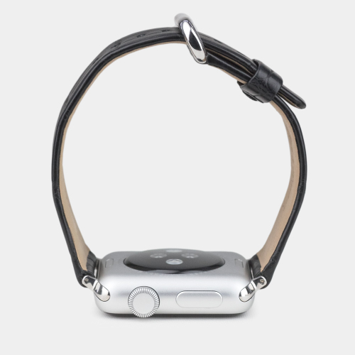 Ремешок для Apple Watch 44/45/46 mm из кожи крокодила, черного цвета