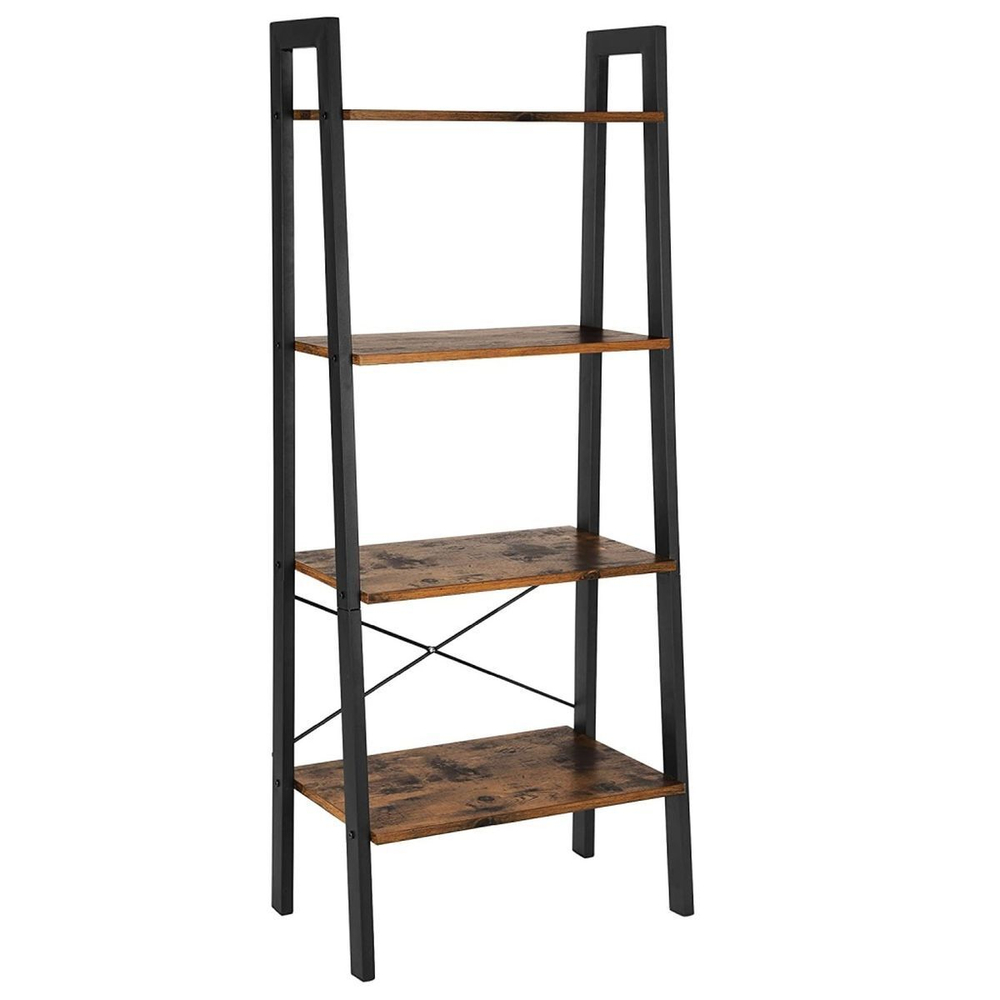 Полка универс, ДСП+сталь, 4 секц, 56х34х137.5 см, корич-черн, Vasagle, Лофт, LLS44X