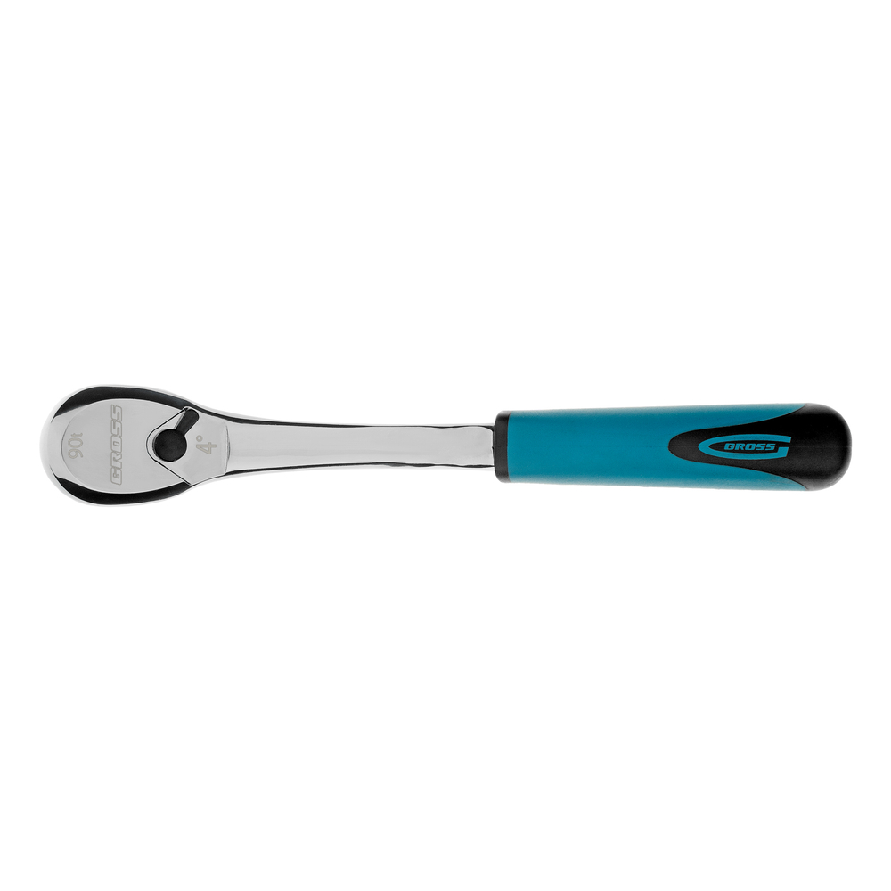 Ключ-трещотка 1/4", CrV, 90 зубьев, усиленный, хром Gross